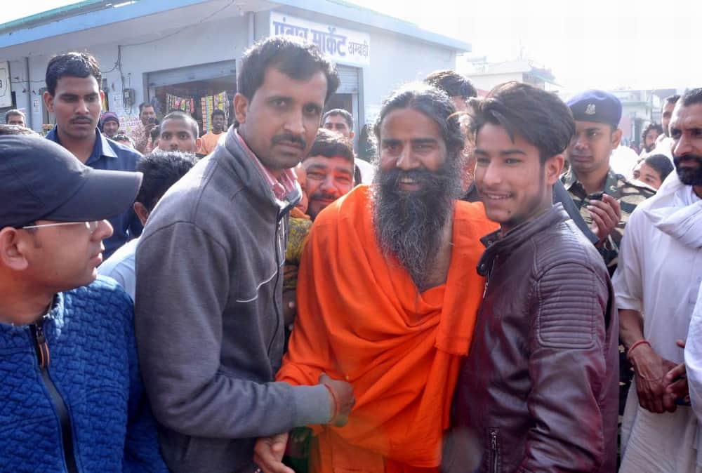 Baba Ramdev on the streets with his disciples