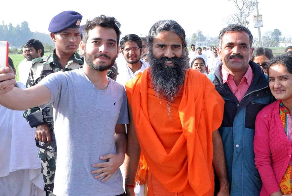 Baba Ramdev on the streets with his disciples