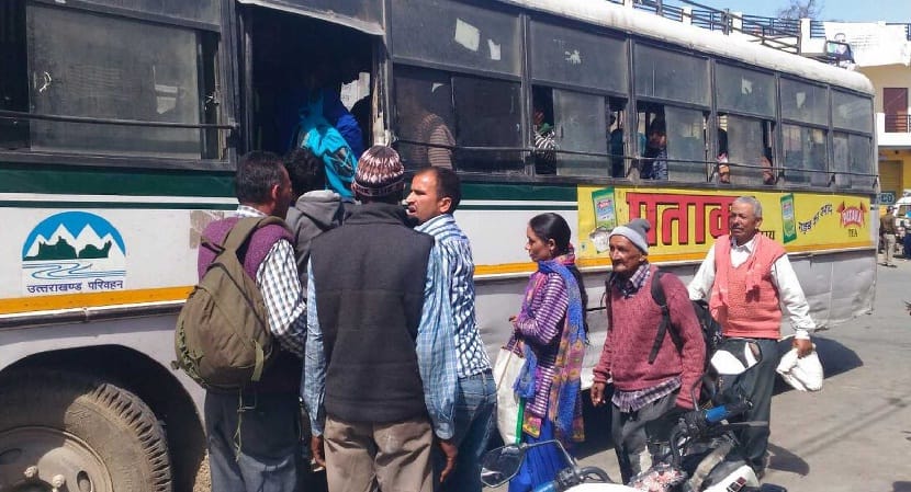 Roadways buses are being packed on plain areas