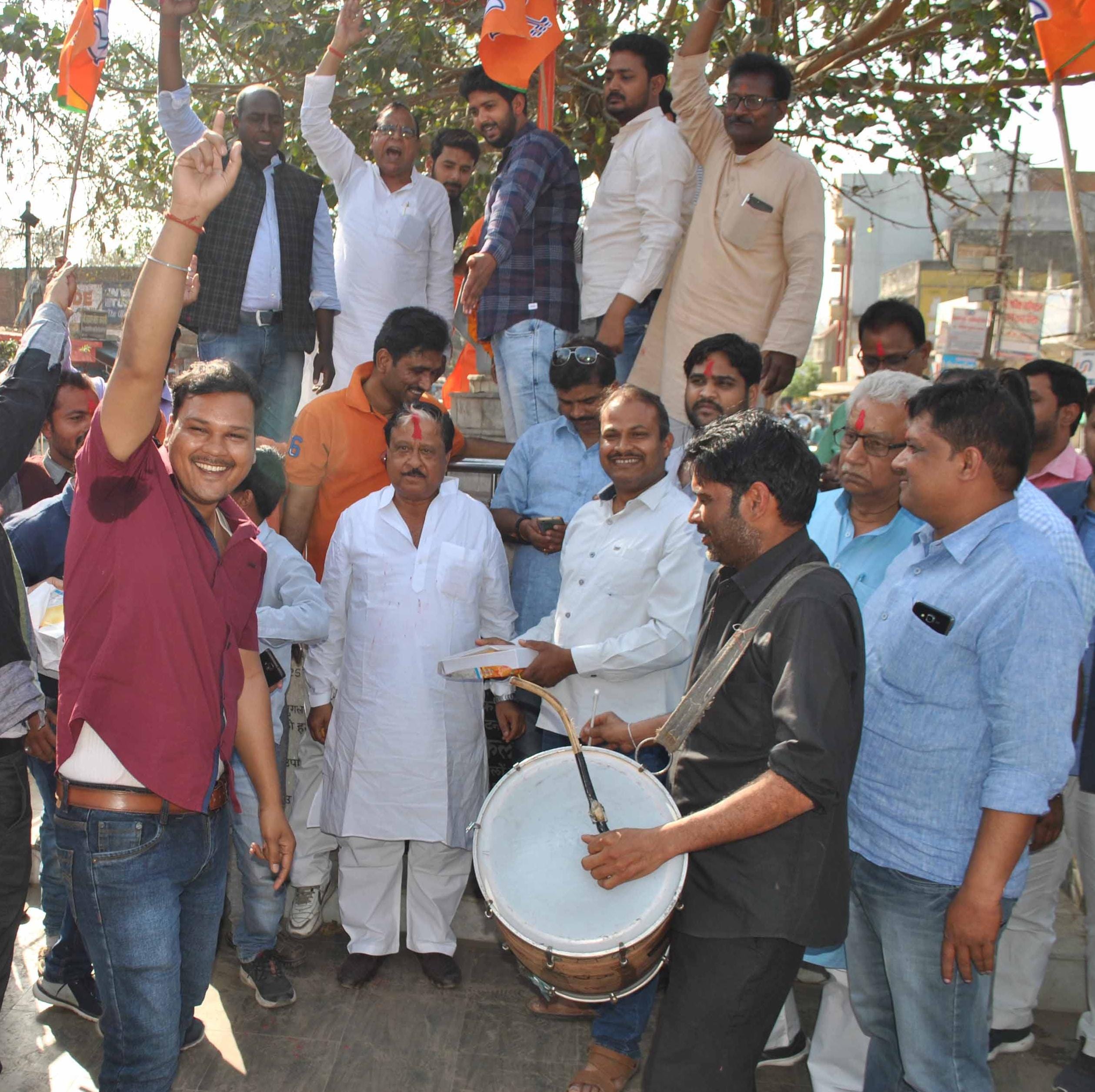 Northeast election results  BJP workers celebrate victory in purvanchal