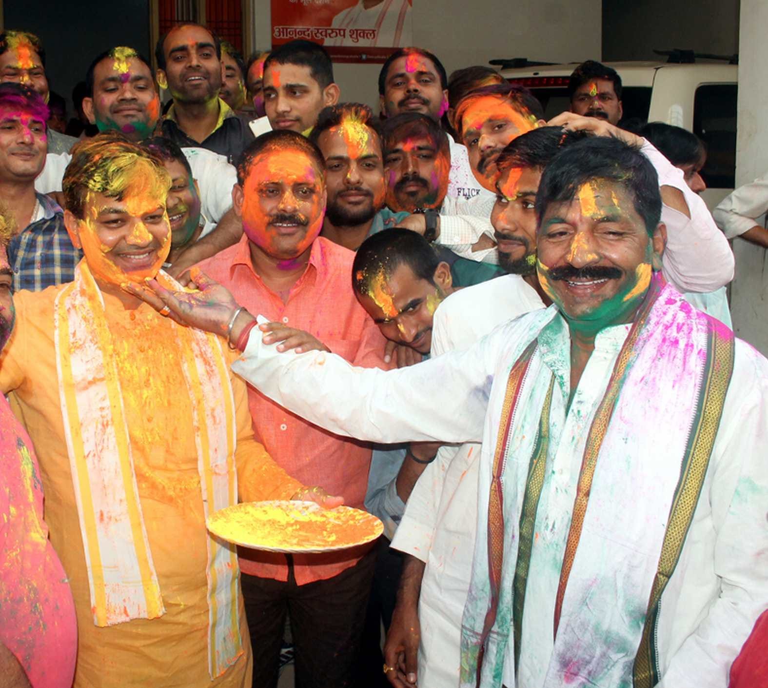 Northeast election results  BJP workers celebrate victory in purvanchal
