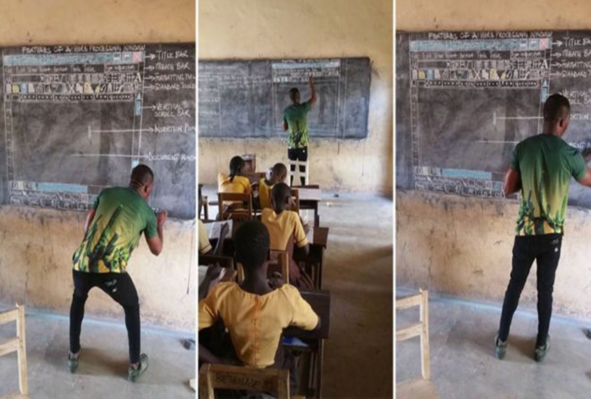 A Man in Ghana teaching computing without computers