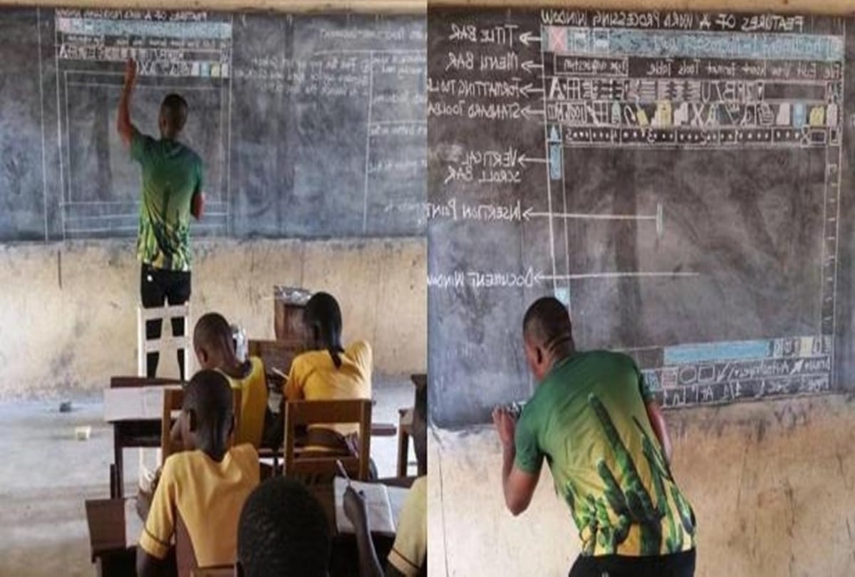 A Man in Ghana teaching computing without computers