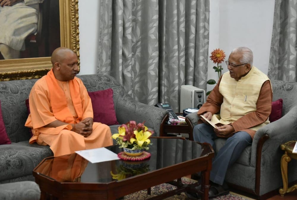 yogi adityanath meets governor ram naik in lucknow.