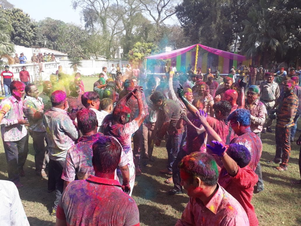Holi festival celebration in varanasi police line