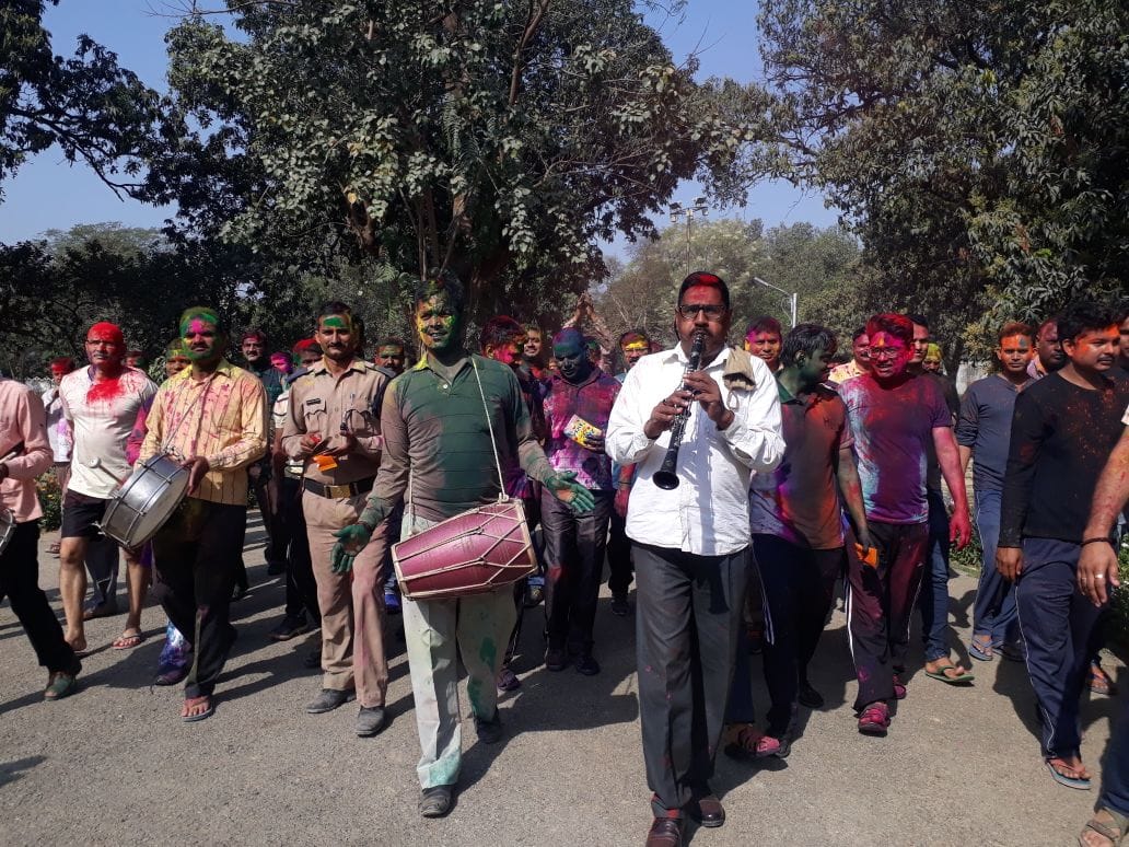 Holi festival celebration in varanasi police line