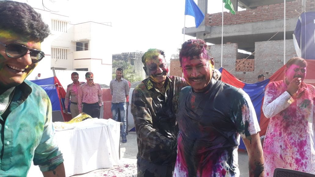Holi festival celebration in varanasi police line