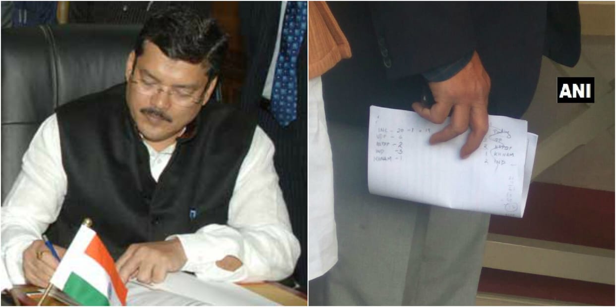 Congress leader Mukul Wasnik caught on camera for Government formation in Meghalaya