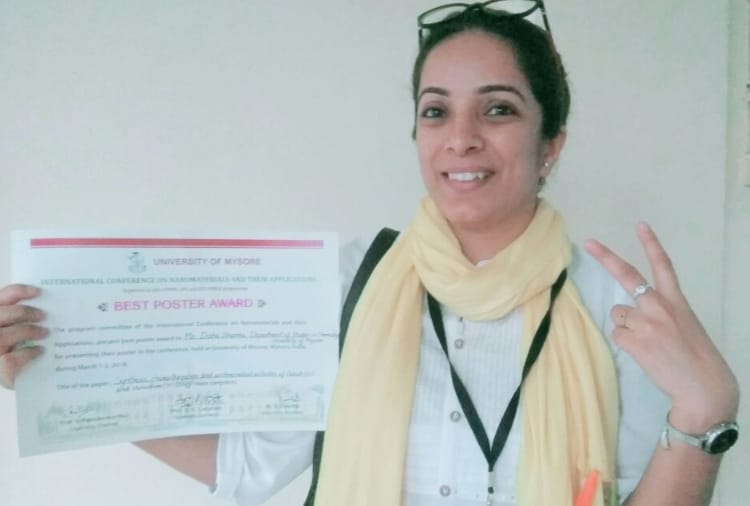 Disha won best poster award in international conference on nano material