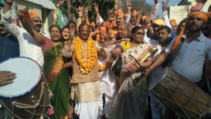 varanasi BJP workers celebrate victory in ,northeast election results