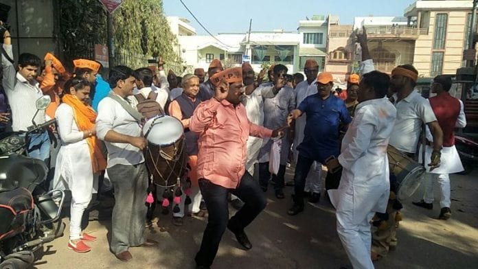 varanasi BJP workers celebrate victory in ,northeast election results