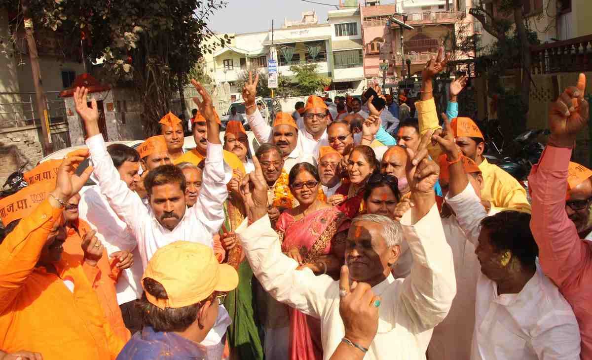 Northeast election results  BJP workers celebrate victory in purvanchal
