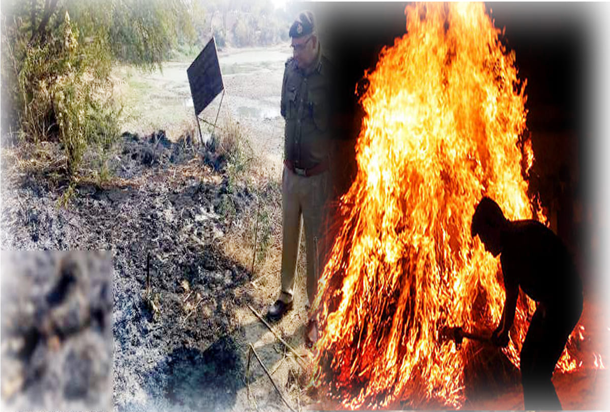 forensic team collect relic of the body of woman after cooling down Holika