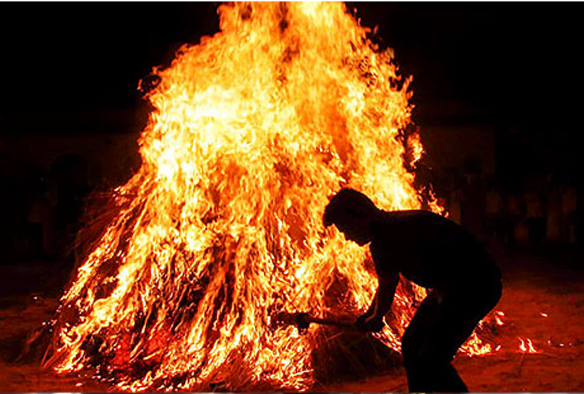 forensic team collect relic of the body of woman after cooling down Holika