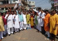 जीत के बाद भाजपाईयों  ने निकाला विजय जुलूस