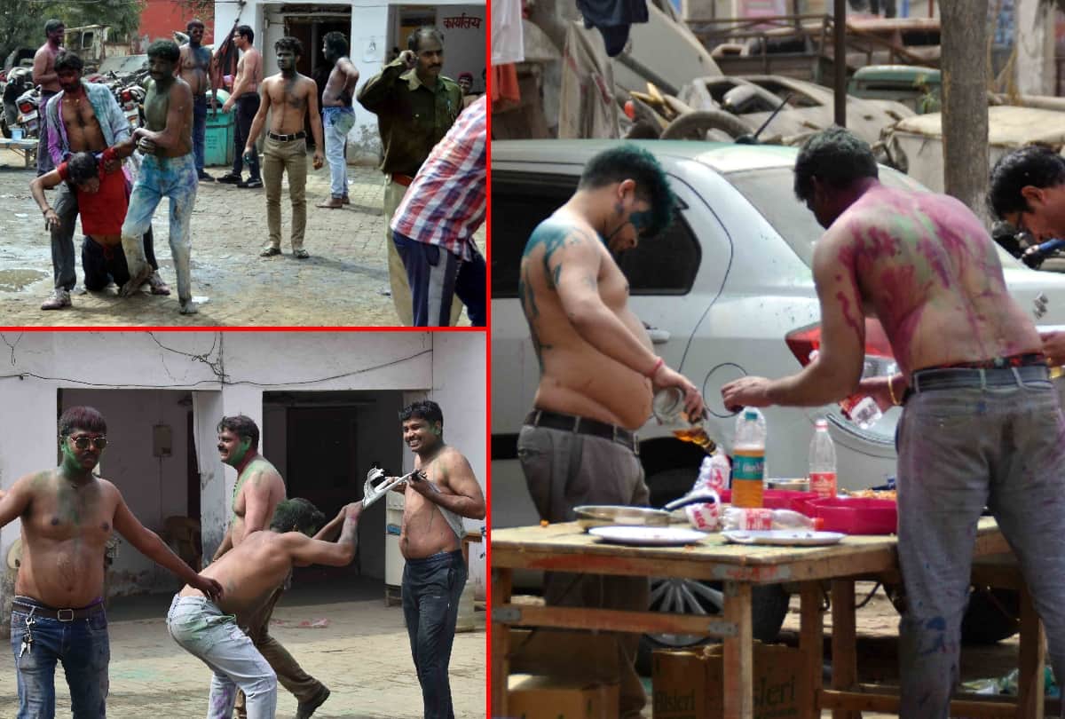 view pics of policemen who got drunk on holi at police station