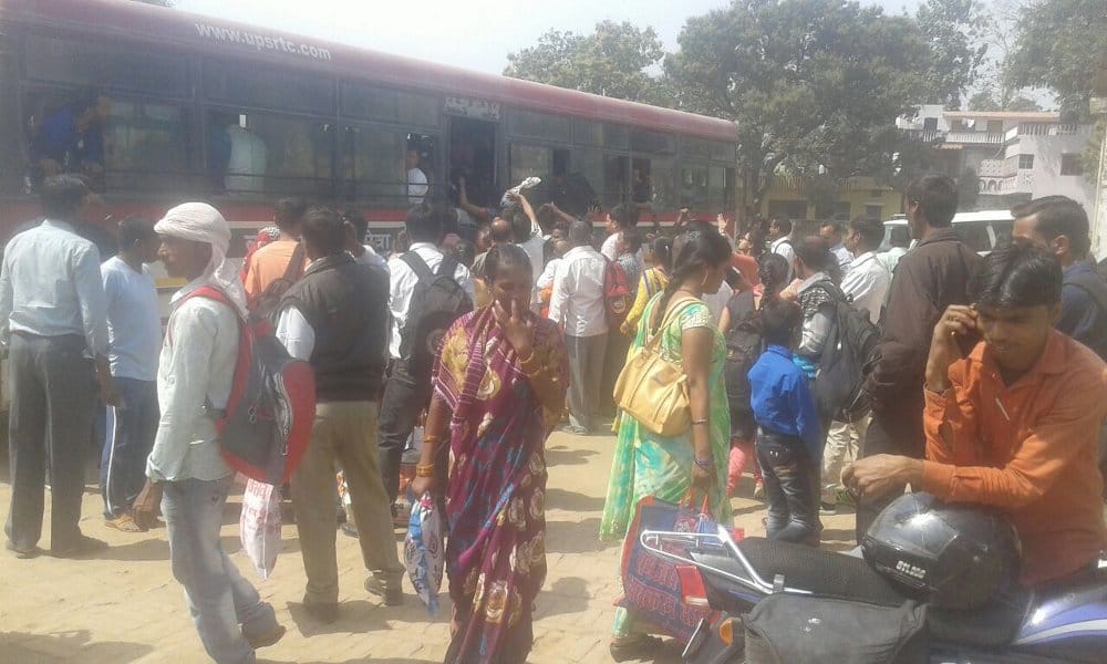 Travelers waiting for the bus