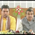 नितिन गडकरी के साथ सीएम बिप्लव कुमार देव