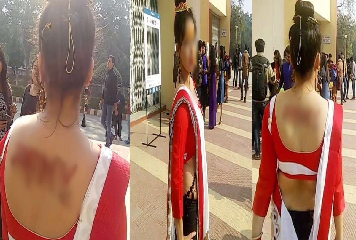 Photo being viral of a girl who Tattooed something on her back 