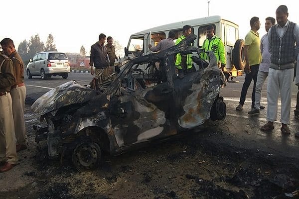 delhi family burnt alive in road accident in karnal