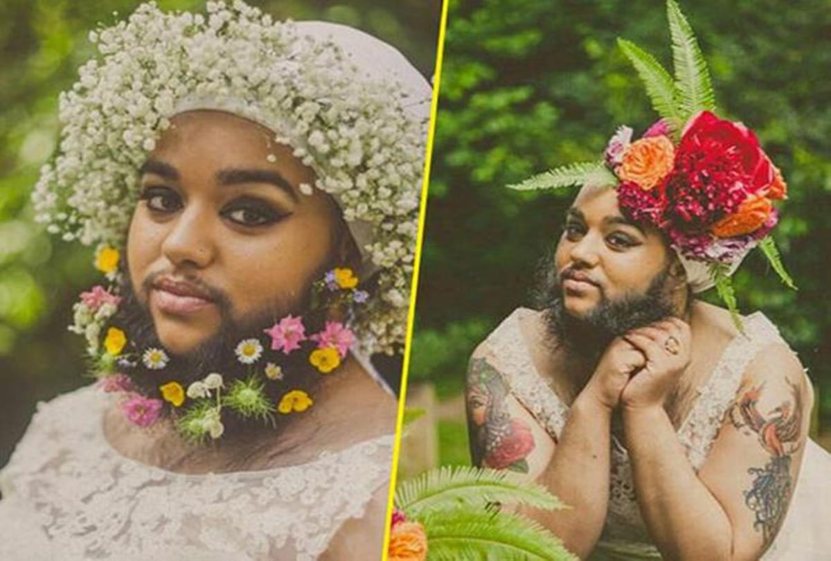 The Girl lives with beard and mustache