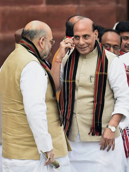 Congress President Rahul Gandhi and bjp minister at Parliament during second phase of Budget Session