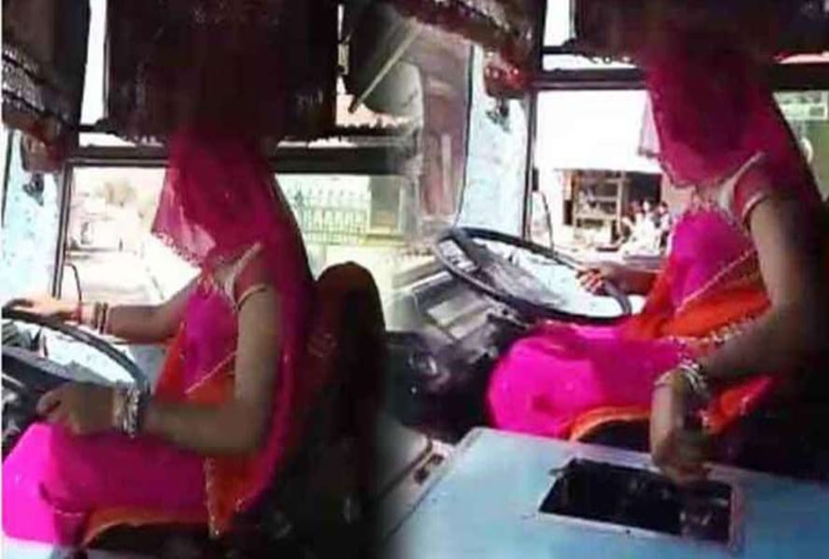 video being viral of a wearing saree woman who drive bus 