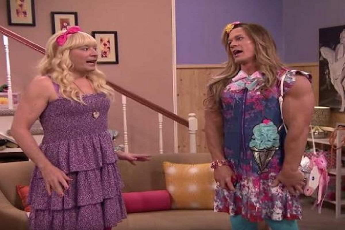 john cena used to carry girl dress in a comedy show