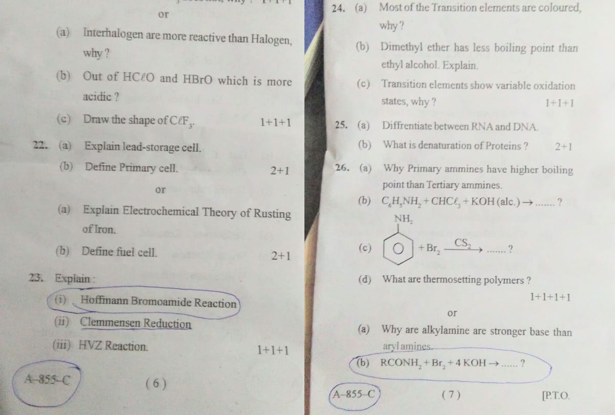 Blunder in himachal board chemistry and economics question paper