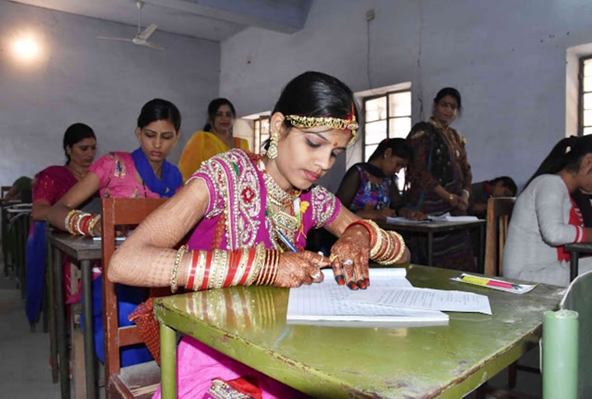 After wedding at night a girl reached examination centre