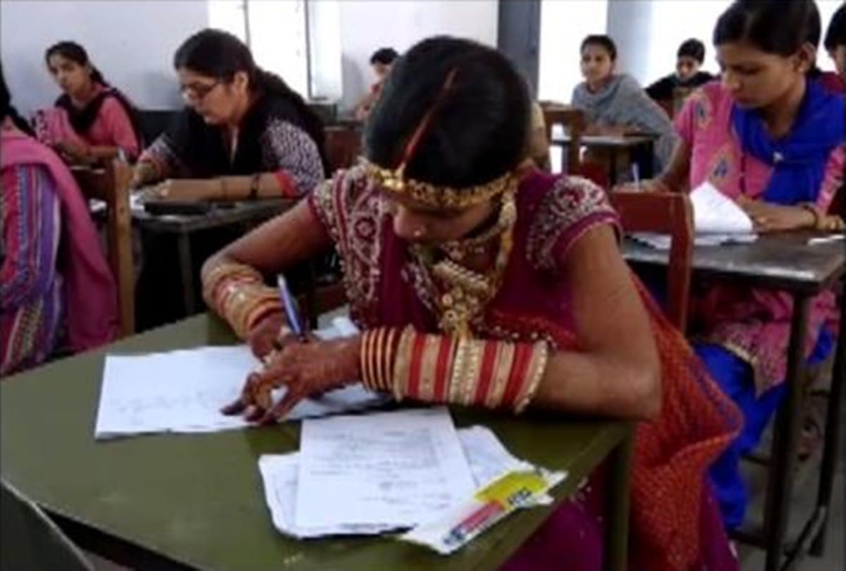 After wedding at night a girl reached examination centre