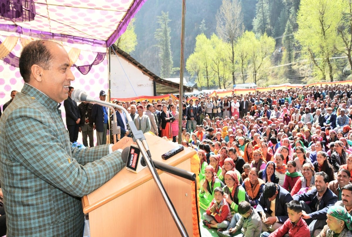 CM Jairam Thakur emotional speech in janjehli mandi public meeting