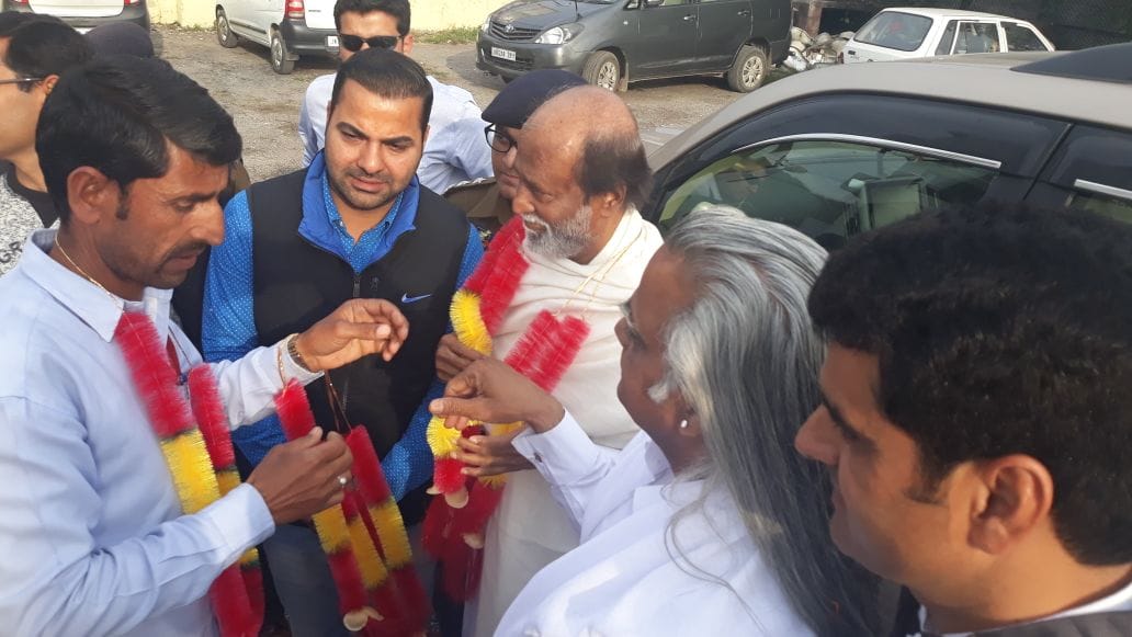 Rajinikanth arrived at Shivkhori cave shrine in Reasi of jammu and kashmir