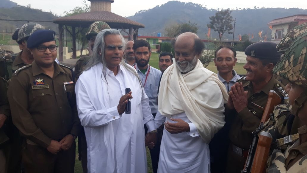 Rajinikanth arrived at Shivkhori cave shrine in Reasi of jammu and kashmir