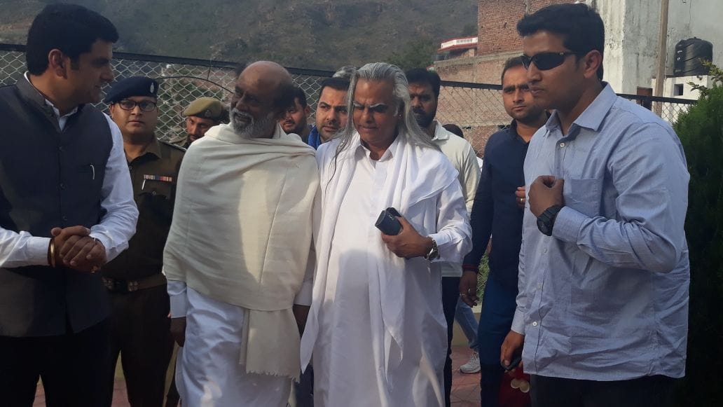 Rajinikanth arrived at Shivkhori cave shrine in Reasi of jammu and kashmir