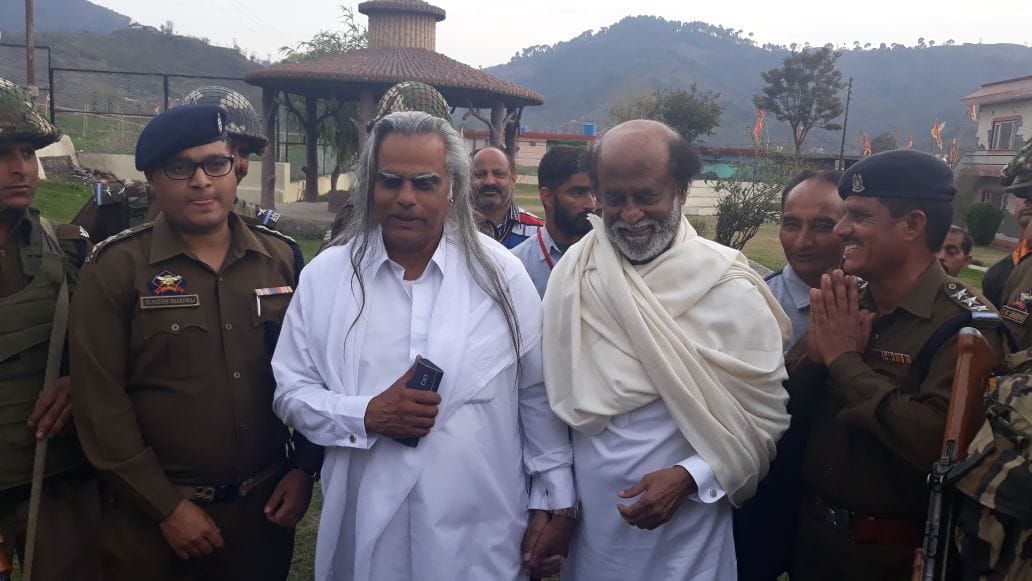Rajinikanth arrived at Shivkhori cave shrine in Reasi of jammu and kashmir