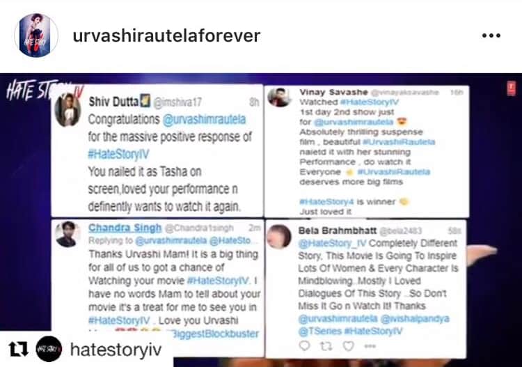 urvashi rautela say thanks to fans for praising hate story 4