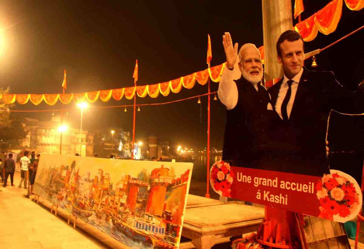 PM modi and french president visit varanasi like festival decoration
