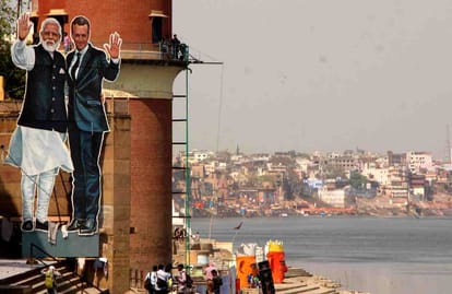 PM modi and french president visit varanasi like festival decoration
