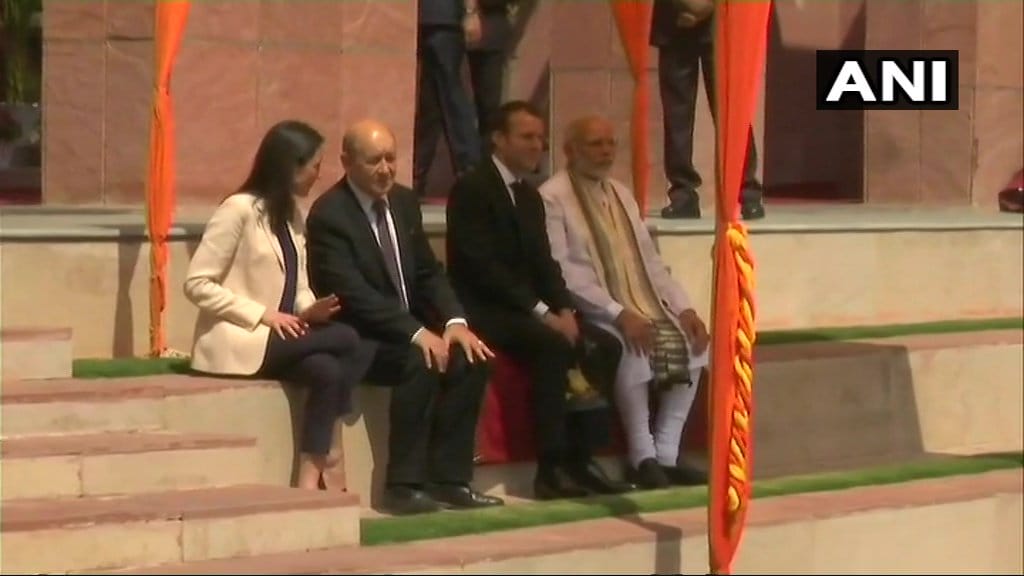 French president reached varanasi to falcon plane