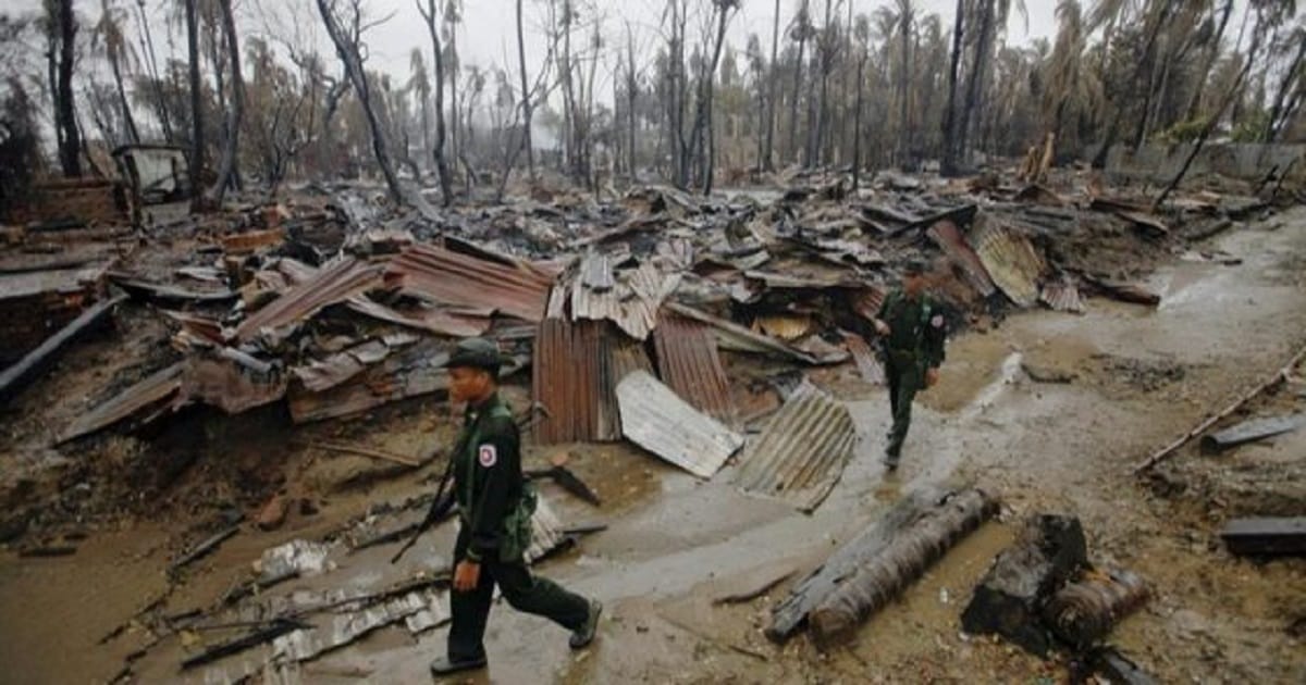 preparation to build military bases at rohingya's reuined villages in myanmar