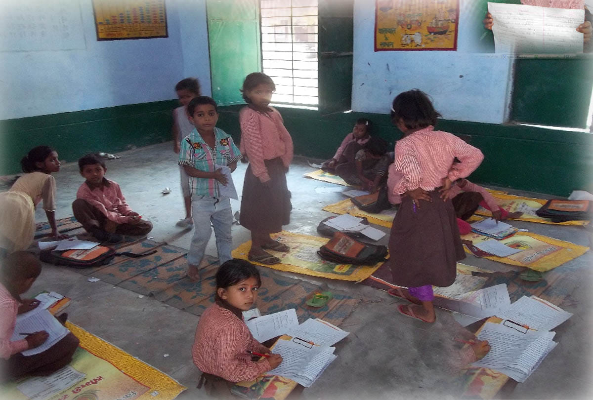 children taking examination in register page