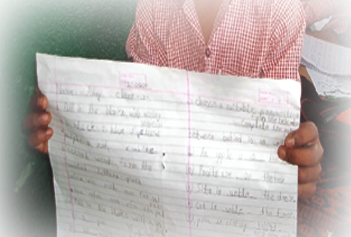 children taking examination in register page