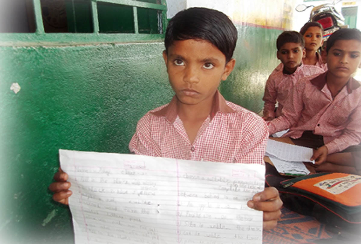 children taking examination in register page