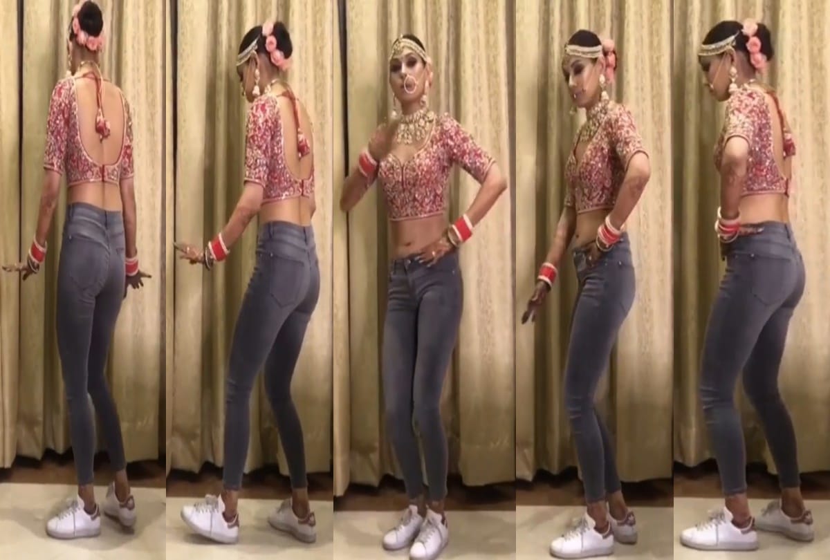 Video Being viral of a bride who is bhangra in choli and jeans 