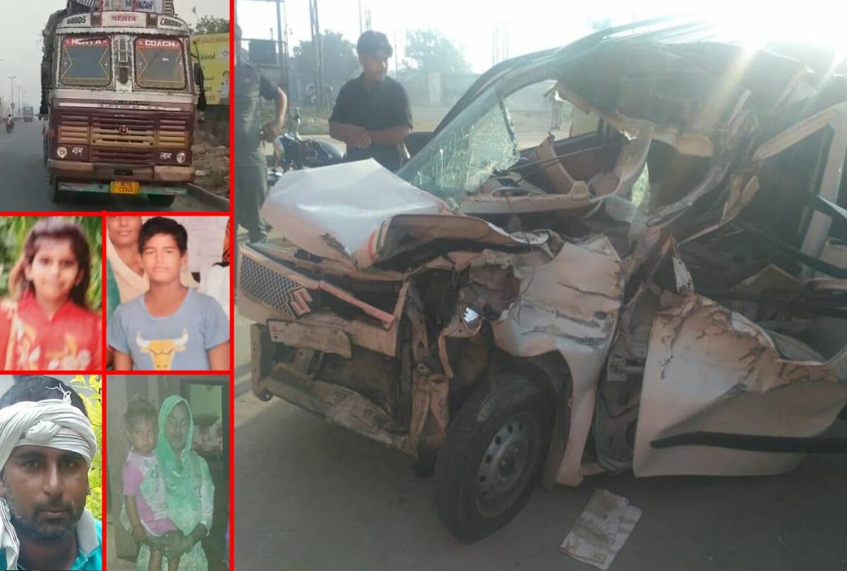 greater noida: car collides in standing truck, 5 of a family died on spot and three injured