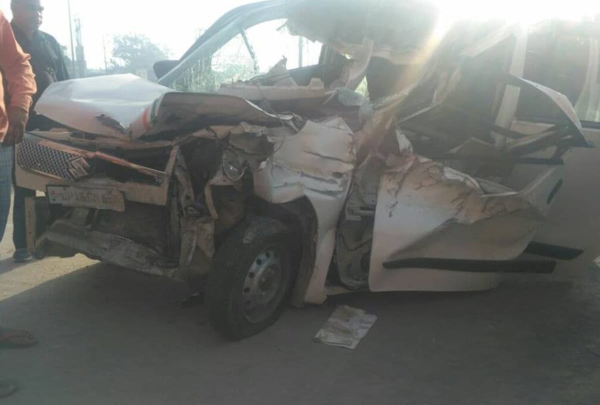 greater noida: car collides in standing truck, 5 of a family died on spot and three injured