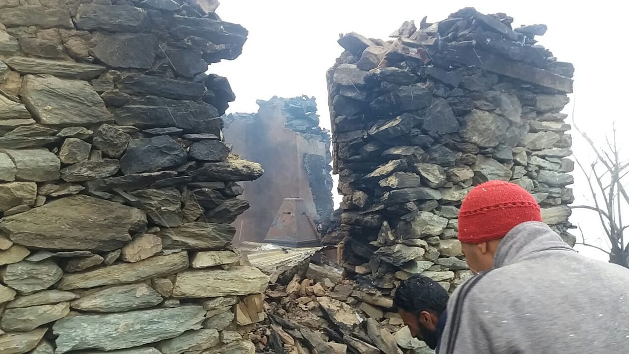 A century-old shrine was completely damaged due to lightning