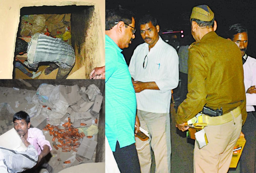 police team found a bulk of wine bottles in a house of sitapur.
