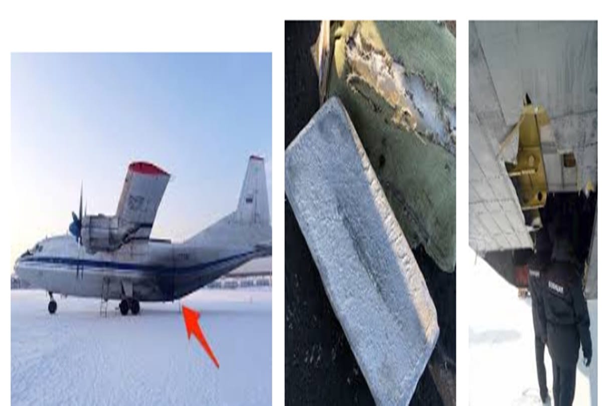 its shocking aeroplane loses gold silver bars on take off in russia